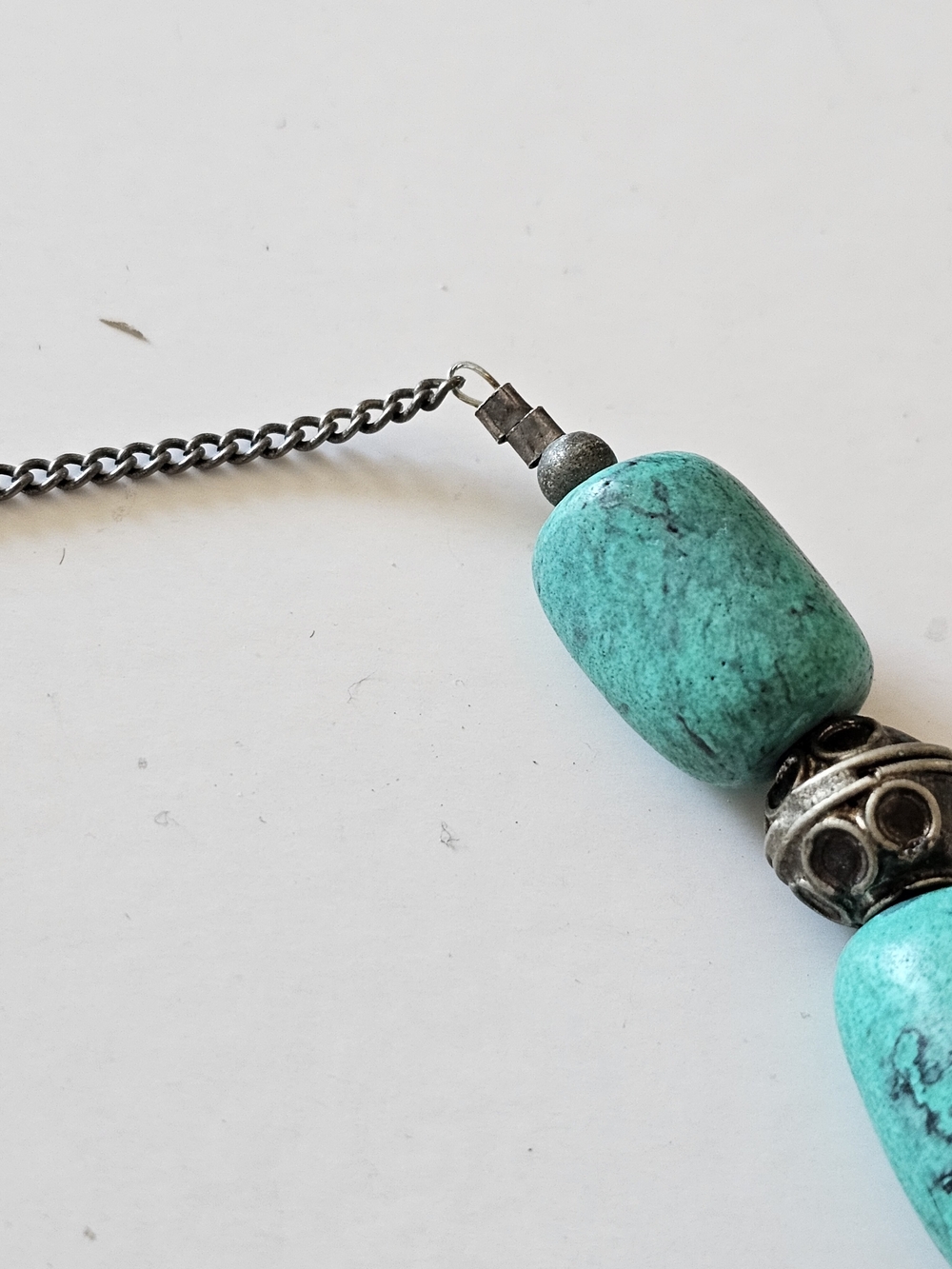 Vintage Tibetan Style Necklace – Dyed Coral & Turquoise Barrel Beads - Picture 13 of 14